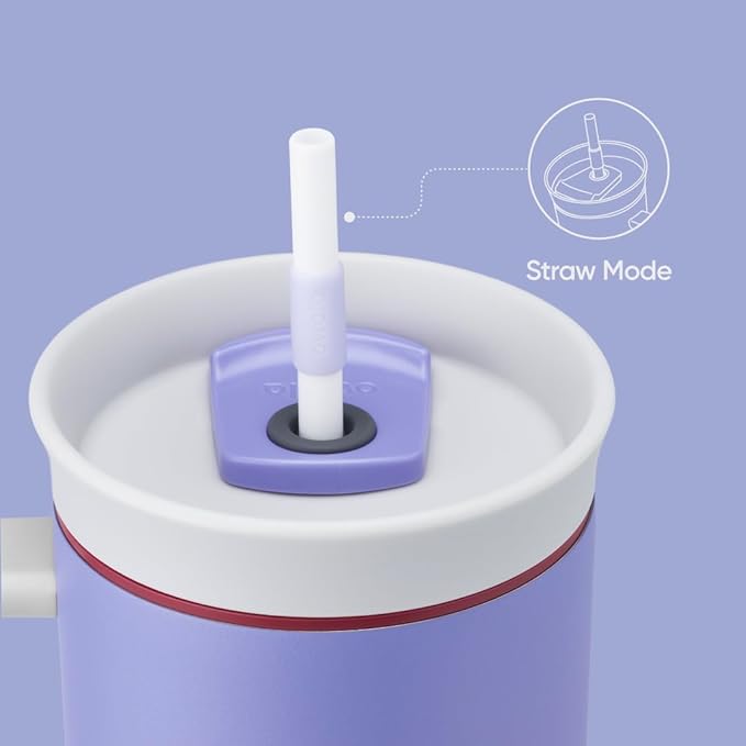 Owala Stainless Steel Triple Layer Insulated Travel Tumbler with Spill Resistant Lid, Straw, and Carry Handle, BPA Free, 40 oz, Light Purple (Whimsical Daydream) - Bloomnest