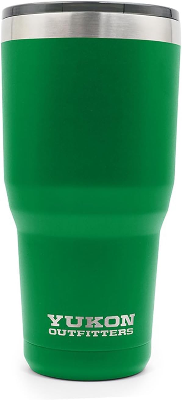Yukon Outfitters Freedom High Grade 18/8 Corrosion-Resistant Stainless Steel Double Wall Vacuum Insulated Tumbler (30oz / 890ml) - 7.85" H x 3.9" Top Dia. / 2.9" Bottom dia., Green - Bloomnest