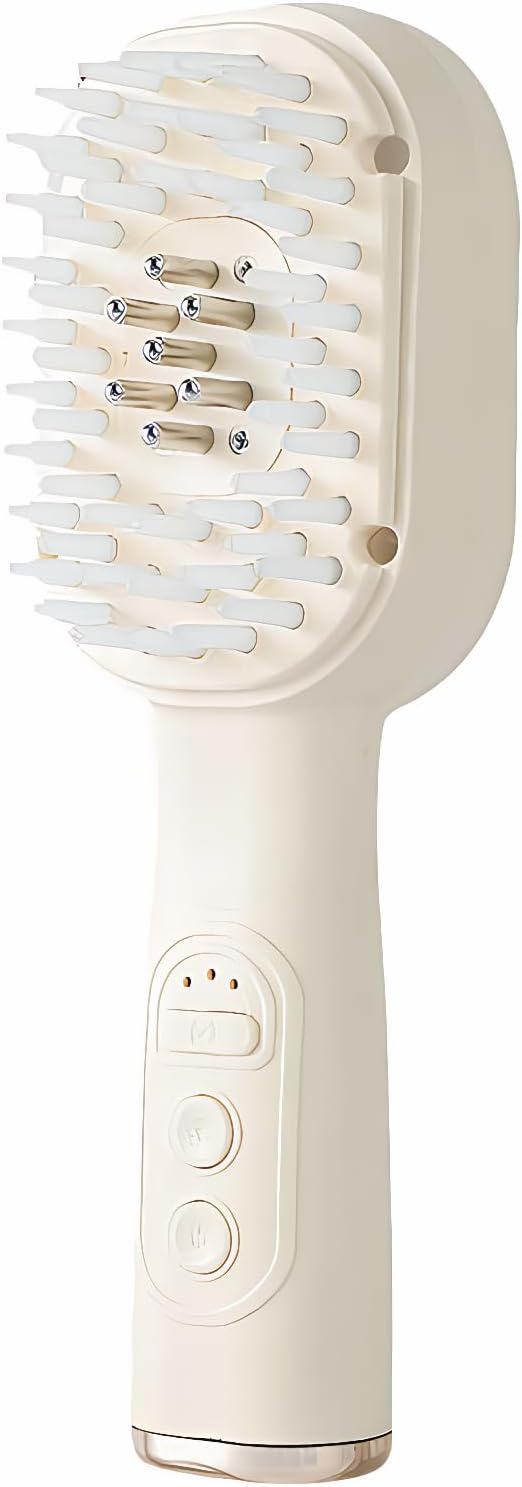 ThreeH Electrical Hair Treatment Brush with Red Light - At-Home Salon Grade Scalp Massager for Deep Nourishment White ThreeH