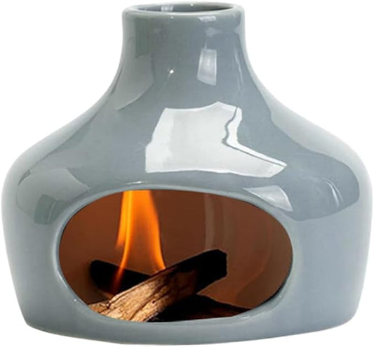 Handmade Ceramic Aroma Holder and Palo Santo Chimney for Sage and Incense Sticks, for Meditation, Yoga, and Relaxation, with Heat-Resistant Base, Home Decor Incense Bowl Metackle