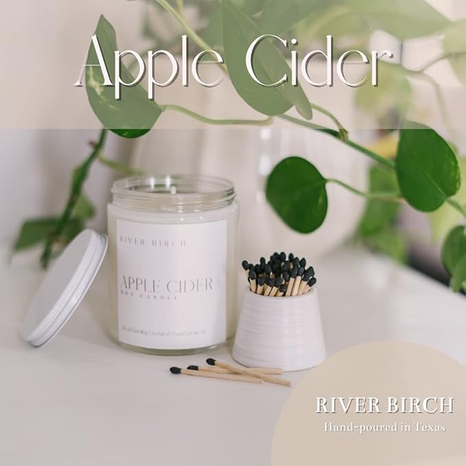 River Birch Candles Apple Cider Scented Candle | Premium, All-Natural, Non-Toxic, Soy Candles | 8.5oz 40 Hr Burn Time | Cozy Relaxing Gifts for Home - Bloomnest