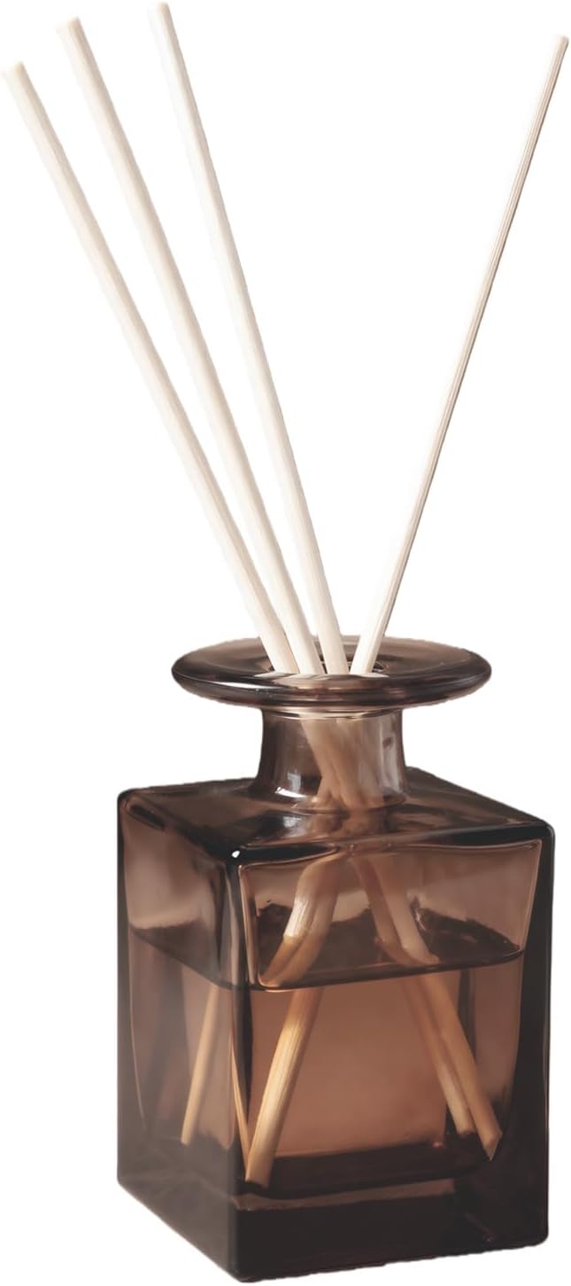 150ML/5OZ Square Amber Glass Diffuser Bottle Empty Refillable Aromatherapy Container Jar Fragrance Accessory for Home & Office Decor