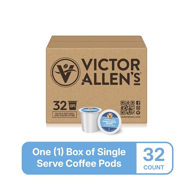 Victor Allen's Coffee Donut Shop Blend, Medium Roast, 32 Count, Single Serve Coffee Pods for Keurig K-Cup Brewers - Bloomnest