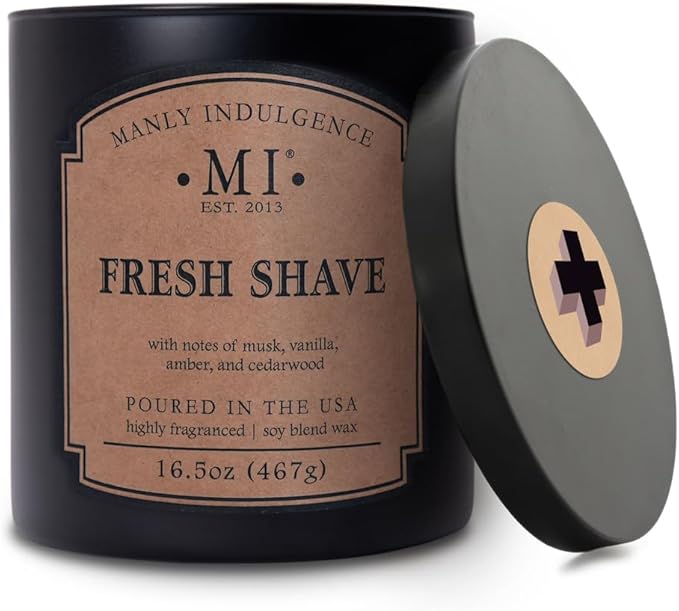 Manly Indulgence Fresh Shave Scented Candles for Men, 2 Wick, 16.5 oz, Premium Soy Blend Wax, 60H Burn, Candles for Home Scented - Made in The USA - Bloomnest