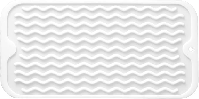 Silicone Dish Drying Mat for Multiple Usage,Easy clean,Eco-friendly,Heat-resistant Silicone Mat for Kitchen Counter or Sink,Refrigerator or Drawer Liner White S 12 inches x 6 inches - Bloomnest