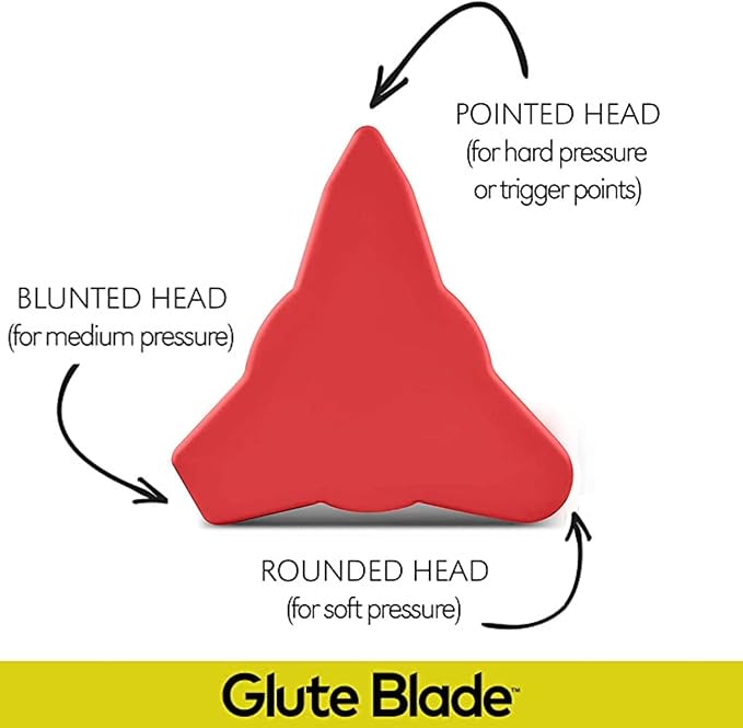 Piriformis Massage Roller, Targeted Trigger Point Massager Tool for Hip, Leg, Lower Back, Muscle Knot Release and Sciatica, 3 Different Heads, Larger Size, Hard Density, Red