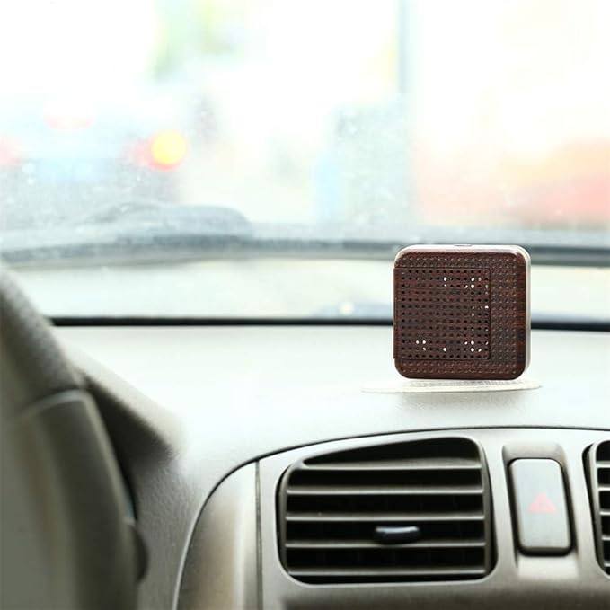 Weljoy Wood Grain Portable Diffuser for Essential Oils – Car or Travel, Mini Size, Quiet, Waterless, Re-Chargeable Battery or USB (Dark Brown) - Bloomnest