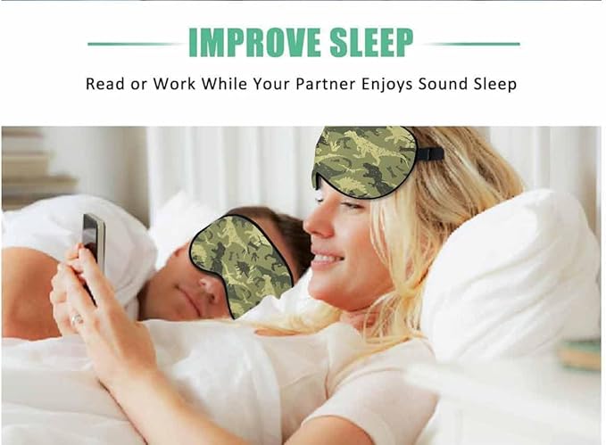 Grunge Dinosaur Sleep Eye Mask Camouflage Dino Men Women Sleep Mask with Adjustable Strap Eye Cover Eye Shade for Travel, Nap,Meditation - Bloomnest