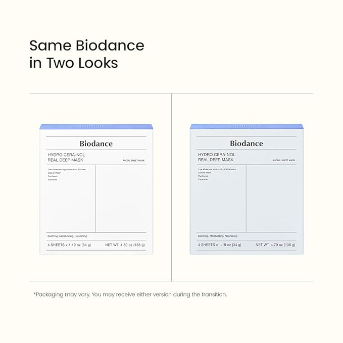 BIODANCE Hydro Cera-nol Real Deep Mask, Hydrating Overnight Hydrogel Mask, Moisturizing, Redness Reducing, Quick Soothing, Korean Skin Care, Valentines Day Gifts for Her |1.19oz(34g) x4ea - Bloomnest