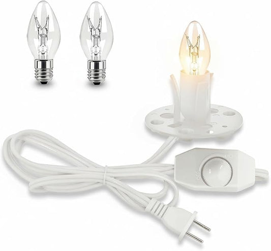 Himalayan Salt Lamp Cord, with Dimmer Switch,Christmas Bulb,Salt Lamp Cord with Dimmer Control and Base Assembly,6 Feet,E12 Base for Himalayan Salt Lampsand with 2 Free 15W Bulbs (White)
