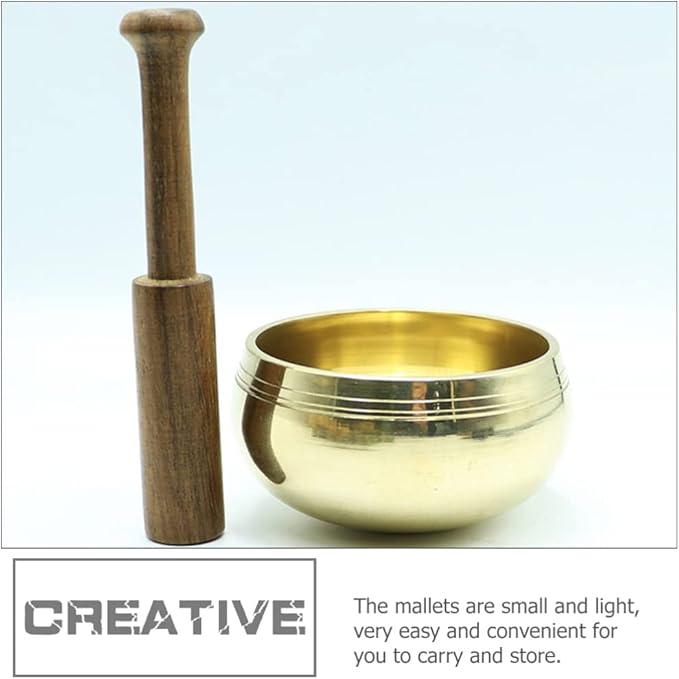 COHEALI 2 Pack Tibetan Singing Bowl Mallets Wood Sound Bowl Strikers for Meditation Yoga Spiritual Relaxation 5.00In Durable Hand Percussion Sticks - Bloomnest