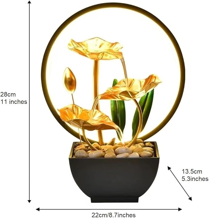 TiCin USB Powered Tabletop Fountain with Natural Rocks and LED Ring Lights, Tabletop Humidifier, Humidifier for Bedroom, Home and Office Decor - Bloomnest