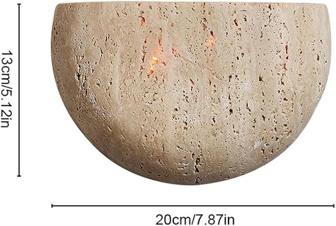 Modern Marble Yellow Travertine Wall Sconce LED G9 3000K Wall Lamp Semi Circle Natural Stone Shade Wall Light Japanese Style Wabi-Sabi Art Lighting Fixture For Farmhouse, Foyer, Entryway, Sta - Bloomnest