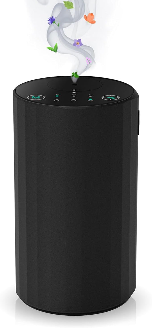 Waterless Essential Oil Diffuser Aromatherapy Scent Diffusers for Home Large Room, Bedroom, Car, Office, Desk, Battery Operated Mini Portable Air Freshener (Black) - Bloomnest
