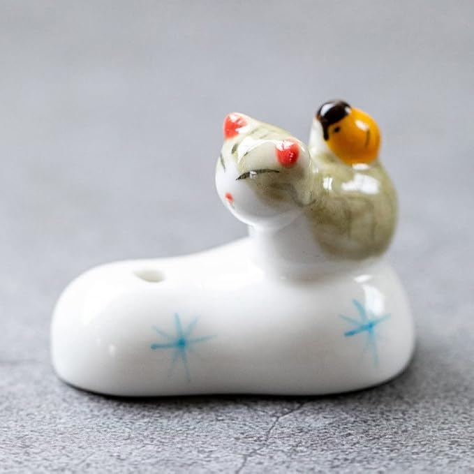 Ceramic Cat Multifunctional Incense Holder Chopstick Rack Ornaments Incense Stick DIY Home Decoration (3) - Bloomnest