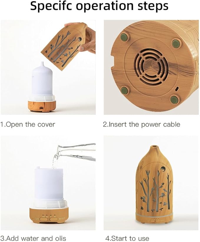 3 Essential Oil Diffuser Set,7.1''x3.5'' Aromatherapy Diffusers,Desk Humidifiers for Office,Small 200ml Humidifier with 7 LED Colors Night Lights,Waterless Auto-Off for Home Decor Gift (Tree) - Bloomnest