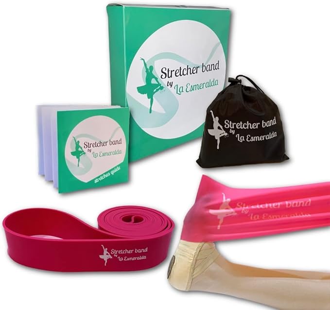 La Esmeralda Stretch Bands Set of 2 for Ballet, Dancers, Gymnastics .Resistance Bands to Improve Flexibility, Splitting and Strenght. 3 Colors, Gift Box, Instruction Booklet, Carry Bag Including. - Bloomnest