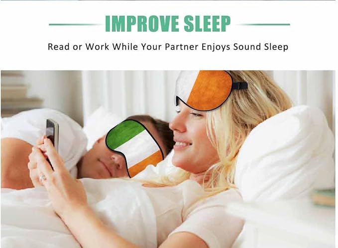 Irish Flag Sleep Eye Mask Vintage Grunge Irish Flags Men Women Sleep Mask with Adjustable Strap Eye Cover Eye Shade for Travel, Nap,Meditation - Bloomnest