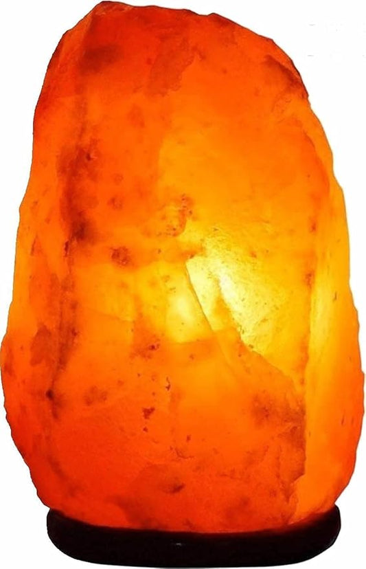 Himalayan Salt Lamp with Dimmer Switch - Natural Crystal Rock Night Light for Home Decor - Hand Carved Salt Lamp with Wooden Base - Soothing Amber Glow Night Light & Gifts - Bloomnest