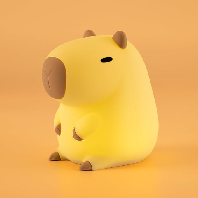 UNEEDE Cute Capybara Night Light, Novelty Animal Silicone Nursery Night Light Rechargeable Table Bedside Lamp with Touch Sensor for Bedroom Living Room Squishy Capybara Stuff Boys Girls Gifts - Bloomnest