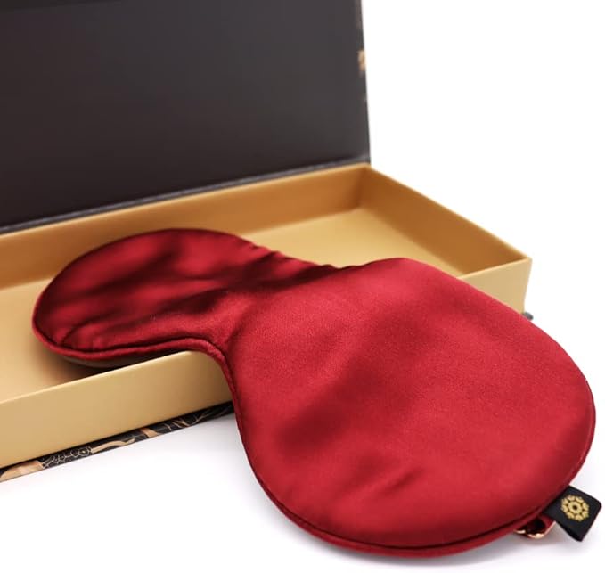 Premium Handcrafted 25 Momme Mulberry Silk Eye Mask for Sleeping (Red Velvet) - Bloomnest