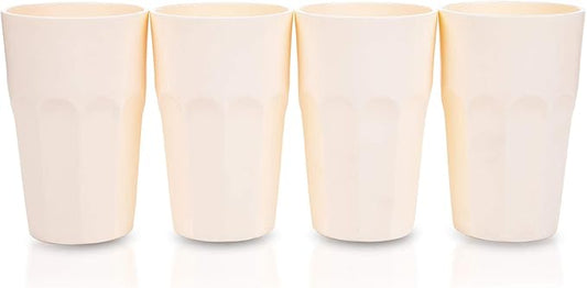 Mintra Home Unbreakable Drinking Cups and Tumblers 4PK - Shatterproof, BPA Free, Reusable, Party Cups, BBQ, Colorful Set, indoors and outdoors (Cream, Large - 15oz) - Bloomnest