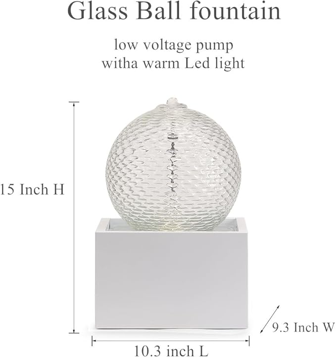 Indoor Water Feature Tabletop Ceramic Fountain Home Kitchen Office Decoration Modern Design Style (White Bigger Size)