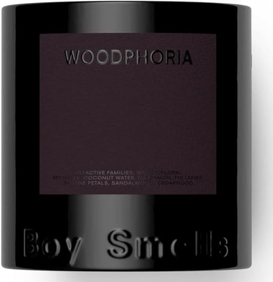 Boy Smells - Woodphoria Scented Candles for Men and Women - 8.5 oz - Soy, Coconut Wax Candle Blend - Aromatic Candles for Home with Fig, Sandalwood and Jasmine - 50-Hour Burn - Cotton Wick - Bloomnest