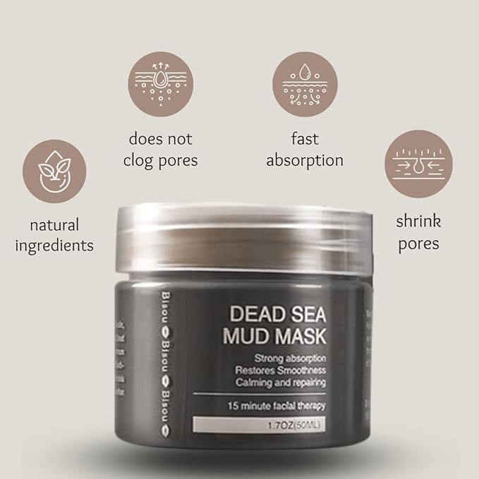 Clay, Dead Sea Mud & Charcoal Gel Face Mask Trio With Applicator, Deep cleansing Clay and Mask Applicator, Facial Therapy PH Balanced Hypo-allergenic - Bloomnest