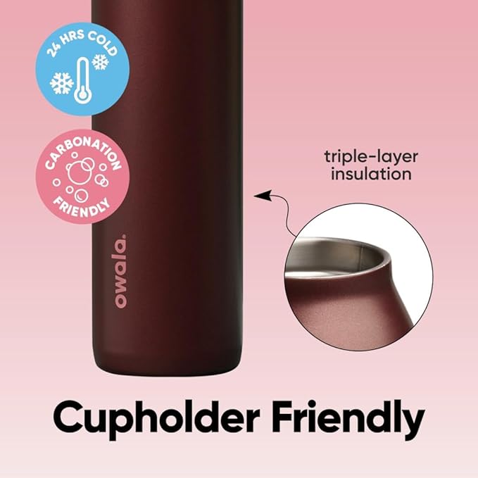 Owala FreeSip Twist Insulated Stainless Steel Water Bottle with Straw for Sports and Travel, BPA-Free, 24-oz, Black Cherry Owala