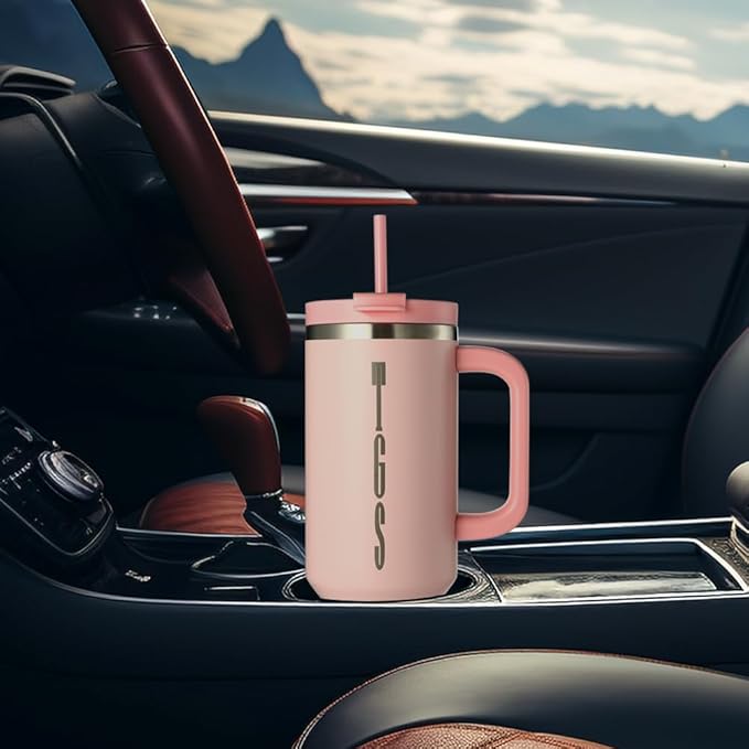 Stainless Steel Insulated Tumbler with Handle Lid and Straw, 40oz Keeps Drinks Cold for 12 Hours or hot for 8 Hours, Vacuum Insulated Water/Coffee/Tea Bottle for Home/Office/Car/Travel-Gift - Bloomnest