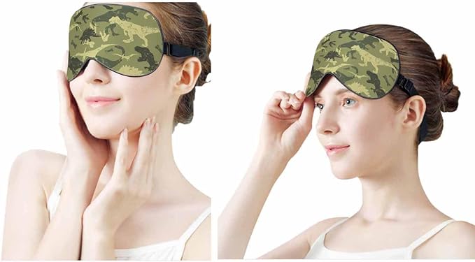 Grunge Dinosaur Sleep Eye Mask Camouflage Dino Men Women Sleep Mask with Adjustable Strap Eye Cover Eye Shade for Travel, Nap,Meditation - Bloomnest