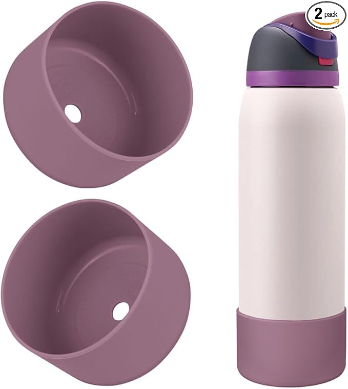 2PCS Silicone Water Bottle Boot, Compatible with Owala 24oz 32oz 40oz, Protective Anti-Scratch & Anti-Dent No Noise Sleeve Cover for FreeSip/Twist/Flip Water Bottles (Mauve, 40oz) BKBY