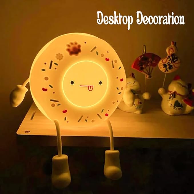 Cute Donut Night Light for Kids,Silicone Nursery Nightlight, Touch Control USB Rechargeable Lamps Breastfeeding Sweet Kawaii Dorm Room Decor Christmas Gift Baby Kids Girls Teens,White - Bloomnest