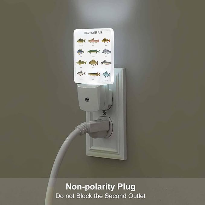 LED Night Light,Beautiful Underwater Lake Fish LED Night Light Plug into Wall with Dusk to Dawn Light Sensor White Energy Efficient Nightlight for Bedroom Bathroom Hallway Living Room Kitchen - Bloomnest