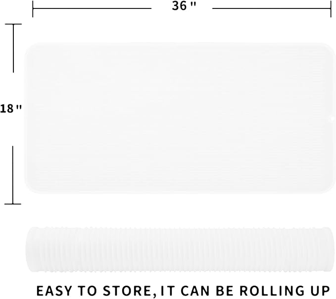 Silicone Dish Drying Mat for Multiple Usage,Easy clean,Eco-friendly,Heat-resistant Silicone Mat for Kitchen Counter or Sink,Refrigerator or Drawer Liner Translucent 5XL 36inches x 18inches - Bloomnest