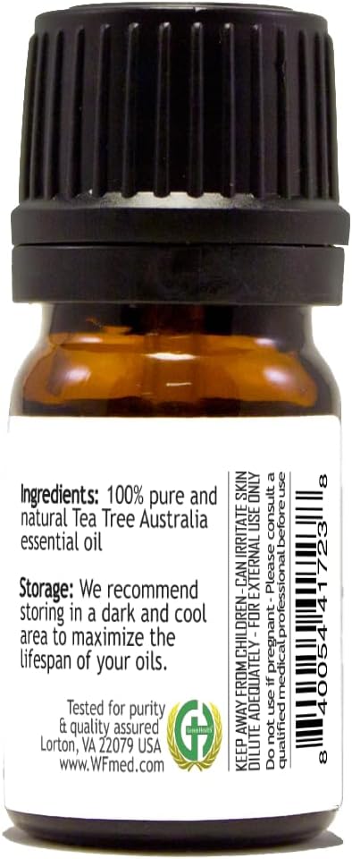 Tea Tree Essential Oil (Australia) - 100% Pure & Natural - 5 ml Amber Glass Bottle w/Euro Dropper - GreenHealth Greenals