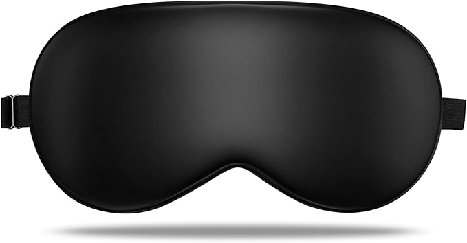 LULUSILK Mulberry Silk Sleep Eye Mask Blindfold with Adjustable Strap, Soft Eye Cover for Women Men Night Sleeping, Travel, Nap(Black) - Bloomnest