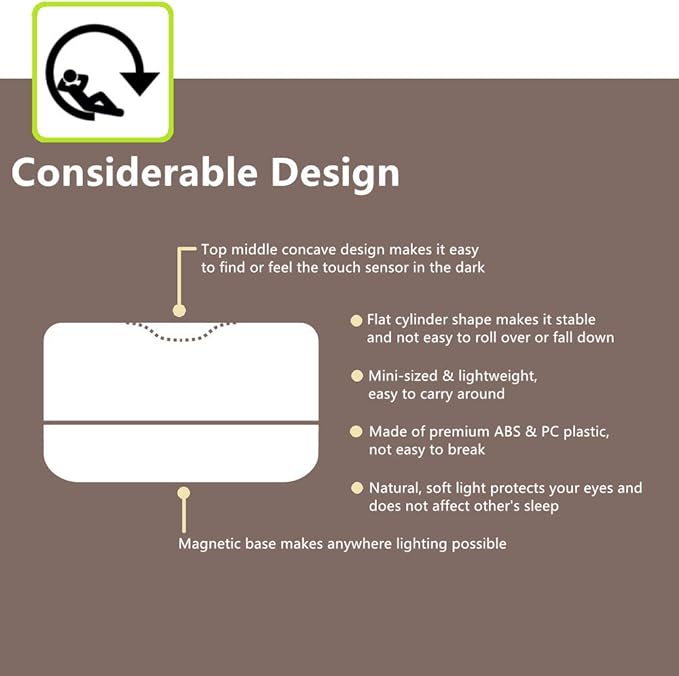 Rechargeable Mini Touch Night Light, Wireless LED Lamp for Kids - Portable, Dimmable Nursery Lamp - Bloomnest