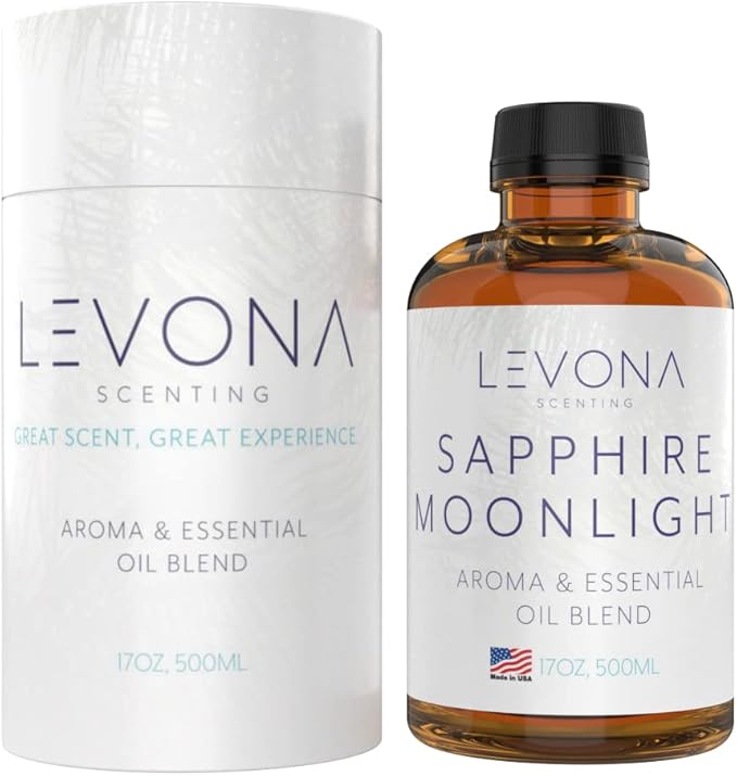 Levona Scent Essential Oil - Fresh Aroma for Home, Office, Hotel & Spa, Perfect in Humidifiers and Diffusers, Luxury Fragrance, with Lemon & Aqua Marine Notes - 500ml/ 17 fl oz, Sapphire Moonlight LEVONASCENT