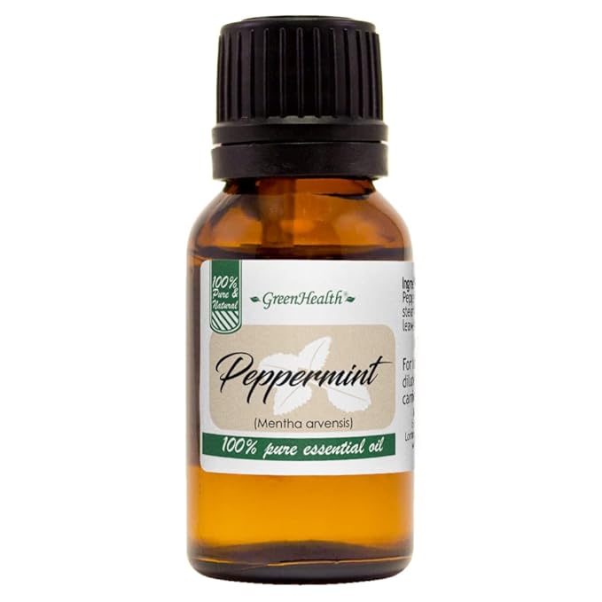 GreenHealth Japanese Peppermint Essential Oil – 15 ml – 100% Pure & Uncut – Strong Menthol Aroma – Glass Bottle for Diffusers, Cleaning, DIY Use – Bottled in USA