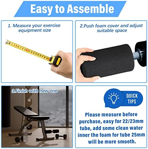 Deekin 4 Pcs Foam Foot Pad Rollers Buffer Tube Cover for Exercise Machine Home Gym Equipment Replacement Pads for Leg Extension Weight Bench Inversion Table(0.87 x 2.75 x 5.1 Inches) - Bloomnest