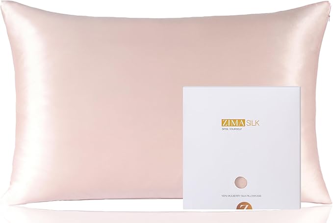 ZIMASILK 100% Pure Mulberry Silk Pillowcase for Hair and Skin Health,Soft and Smooth,Both Sides Premium Grade 6A Silk,600 Thread Count,with Hidden Zipper,1pc(Standard 20''x26'',Pink) - Bloomnest