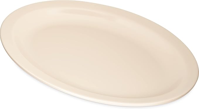 Carlisle FoodService Products Kingline Plastic Oval Platter Oval Tray for Home and Restaurant, Melamine, 12 x 9 Inches, Tan, (Pack of 12) - Bloomnest