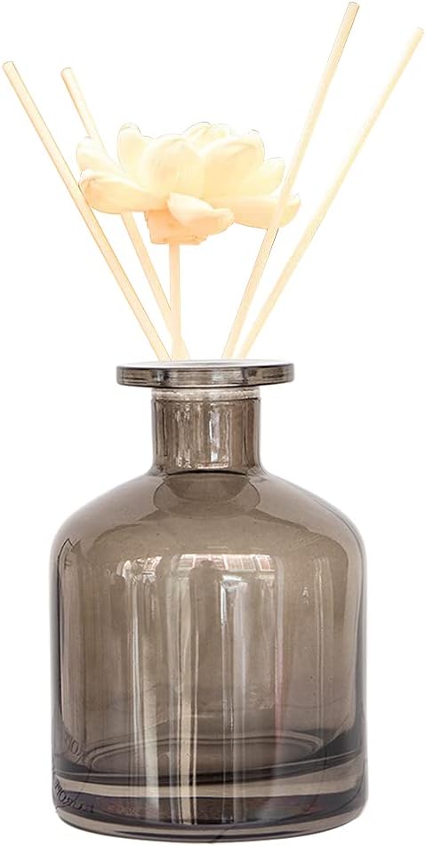 150ML/5OZ Empty Refillable Glass Diffuser Bottles Aromatherapy Jar Essential Oil Perfume Container Fragrance Accessories DIY Crafts Decor for Home and Office(Amber)