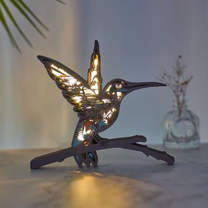 3D Wooden Animal Carving LED Night Light, Wood Carving Light, Modern Home Decoration, Decorative Tables, Cabinets, Living Rooms, Bedrooms, Offices, Farmhouses, Bookshelves, Perfect Holiday Gifts - Bloomnest