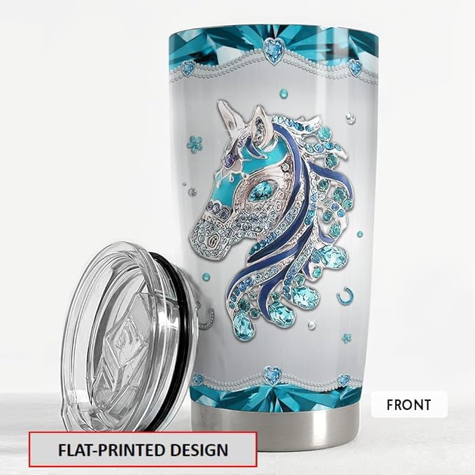 SANDJEST Personalized Horse Tumbler Jewelry Drawing Style 20oz 30oz Tumblers with Lid Gift for Women Girl Daughter Sister Animal Lovers Christmas Birthday - Bloomnest