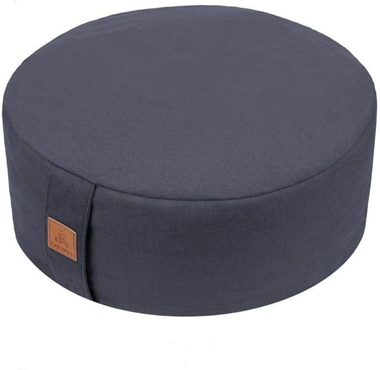 Zafu Buckwheat Meditation Cushion,D=13"/16" H=5.5",Round Zabuton Meditation Pillow,Yoga Bolster Kneeling Pillow Premium Yoga Pillow for Sitting on Floor Zippered Cotton Cover - Bloomnest