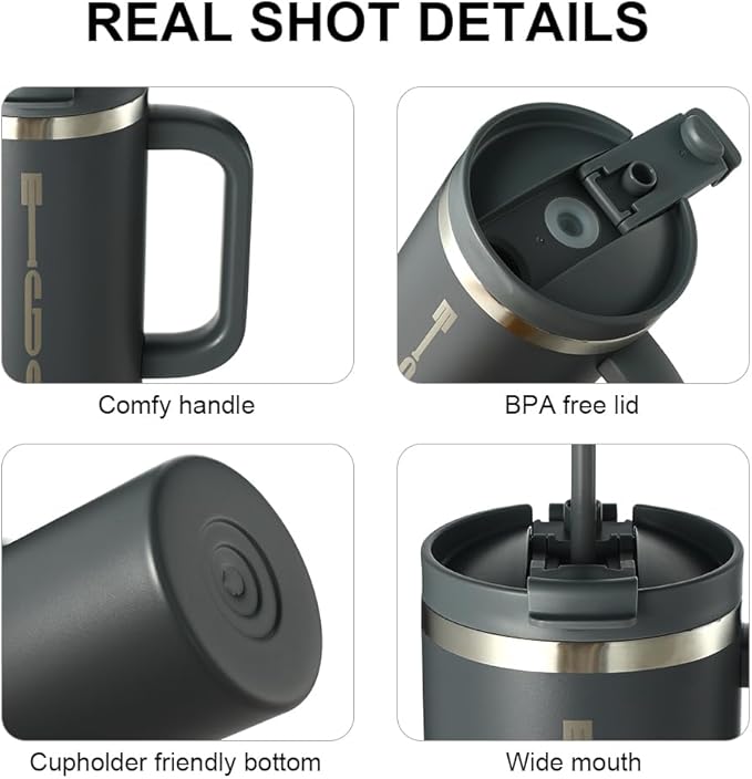 Stainless Steel Insulated Tumbler with Handle Lid and Straw, 40oz Keeps Drinks Cold for 12 Hours or hot for 8 Hours, Vacuum Insulated Water/Coffee/Tea Bottle for Home/Office/Car/Travel-Gift - Bloomnest