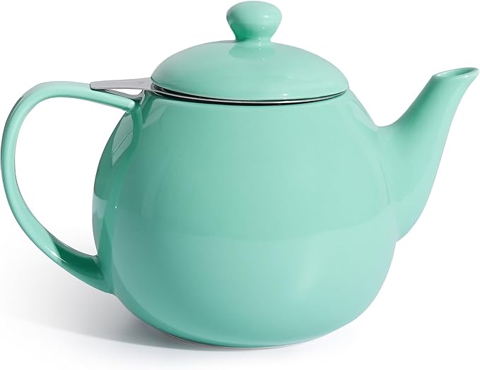 Sweese Teapots for Tea, 27 oz Porcelain Tea pot with Removable Stainless Steel Infuser, Tea Pots for Loose Tea - Mint Green - Bloomnest